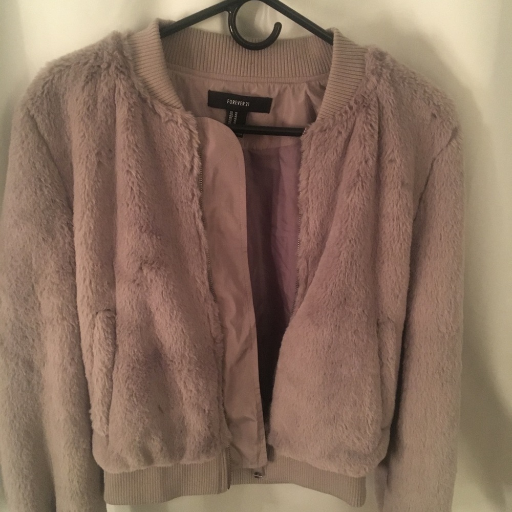 Faux fur bomber jacket